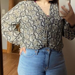 Snake skin print body suit blouse!